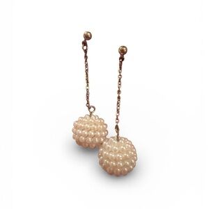 Vintage Fashion Gold Pearl Beaded Drop Earrings